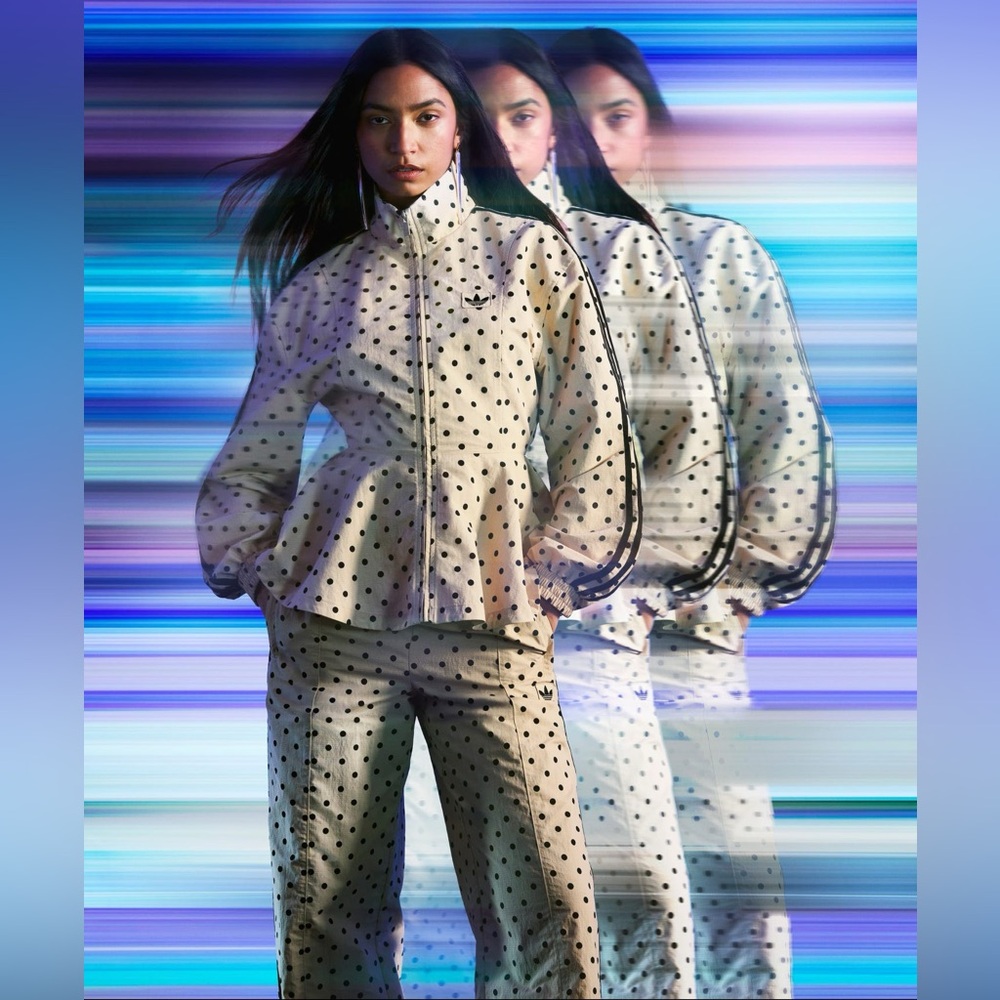 ADIDAS X ASOS COLLAB Polka Dot Track Pants Stone Small NWT - Picture 2 of 3